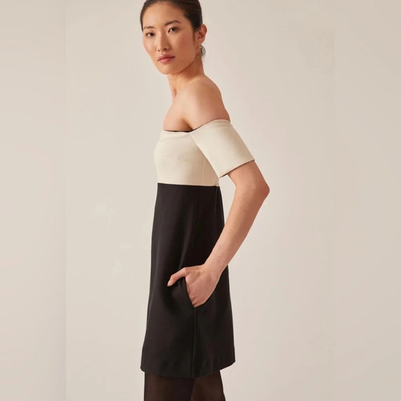 MAEVE by ANTHROPOLOGIE Colorblock Knit Mini Dress in Black and White - Picture 3 of 11